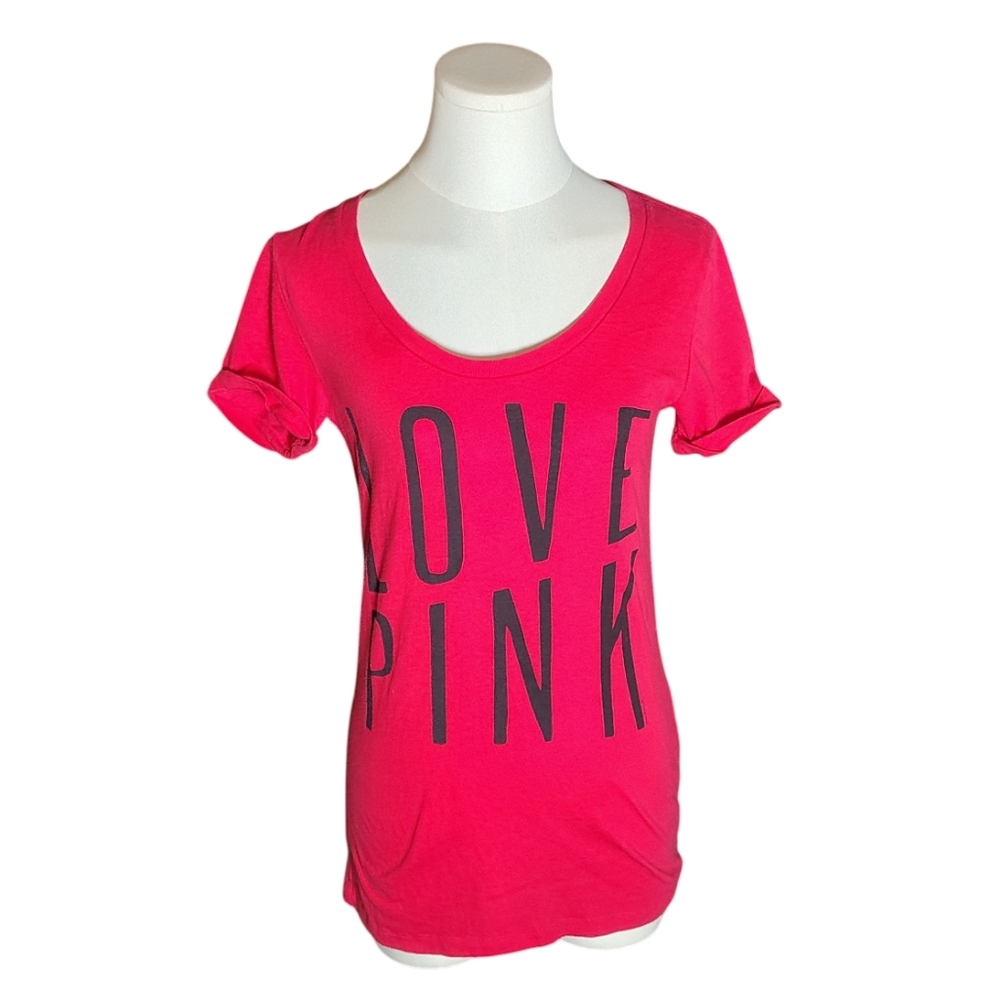 PINK Victoria's Secret Red and Black Lightweight Short Sleeve Tee Size Small